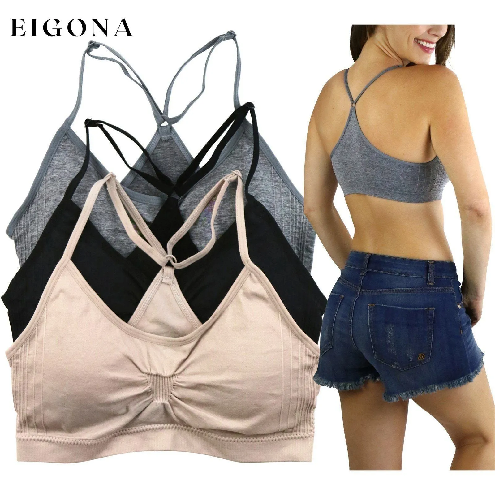 3-Pack: Women's Padded Essential Lounging Bralettes