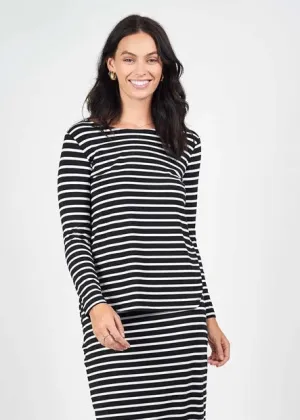 Adele Long Sleeve ~ Black/White Stripe