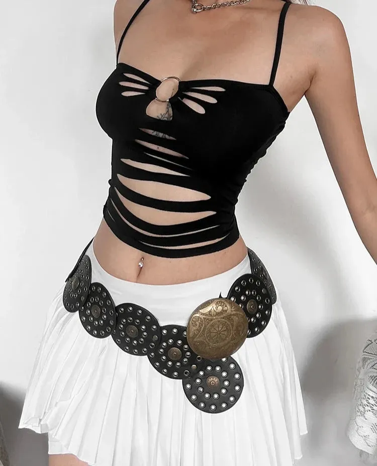 Back Slit Design Ring Cami Top