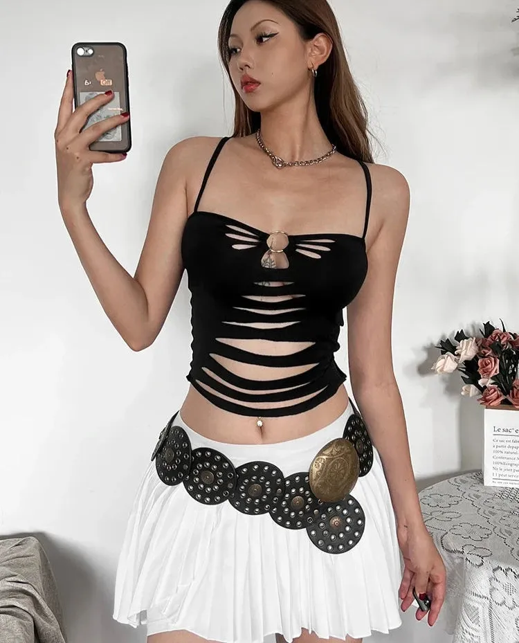 Back Slit Design Ring Cami Top