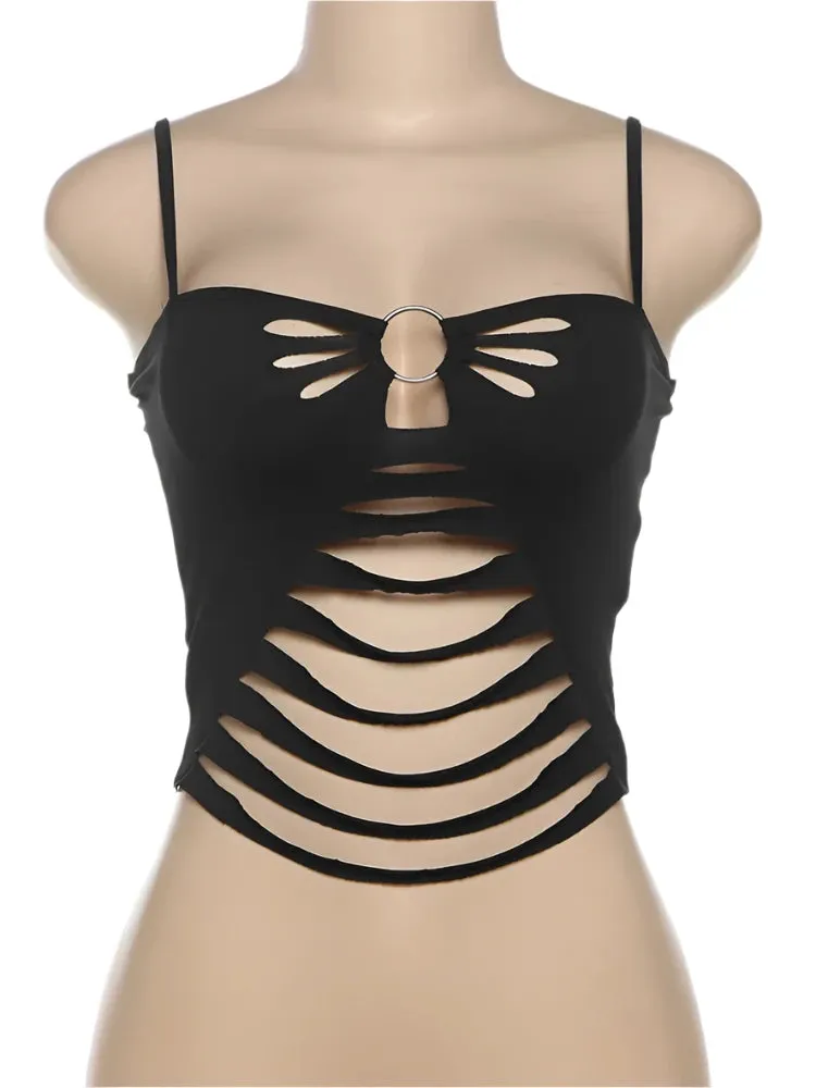 Back Slit Design Ring Cami Top