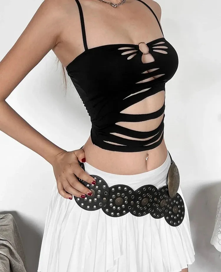 Back Slit Design Ring Cami Top