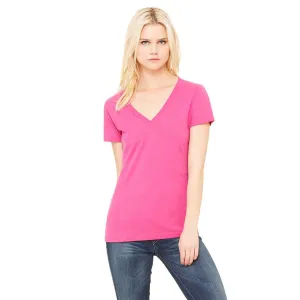 Bella   Canvas Women's Berry Jersey Short-Sleeve Deep V-Neck T-Shirt