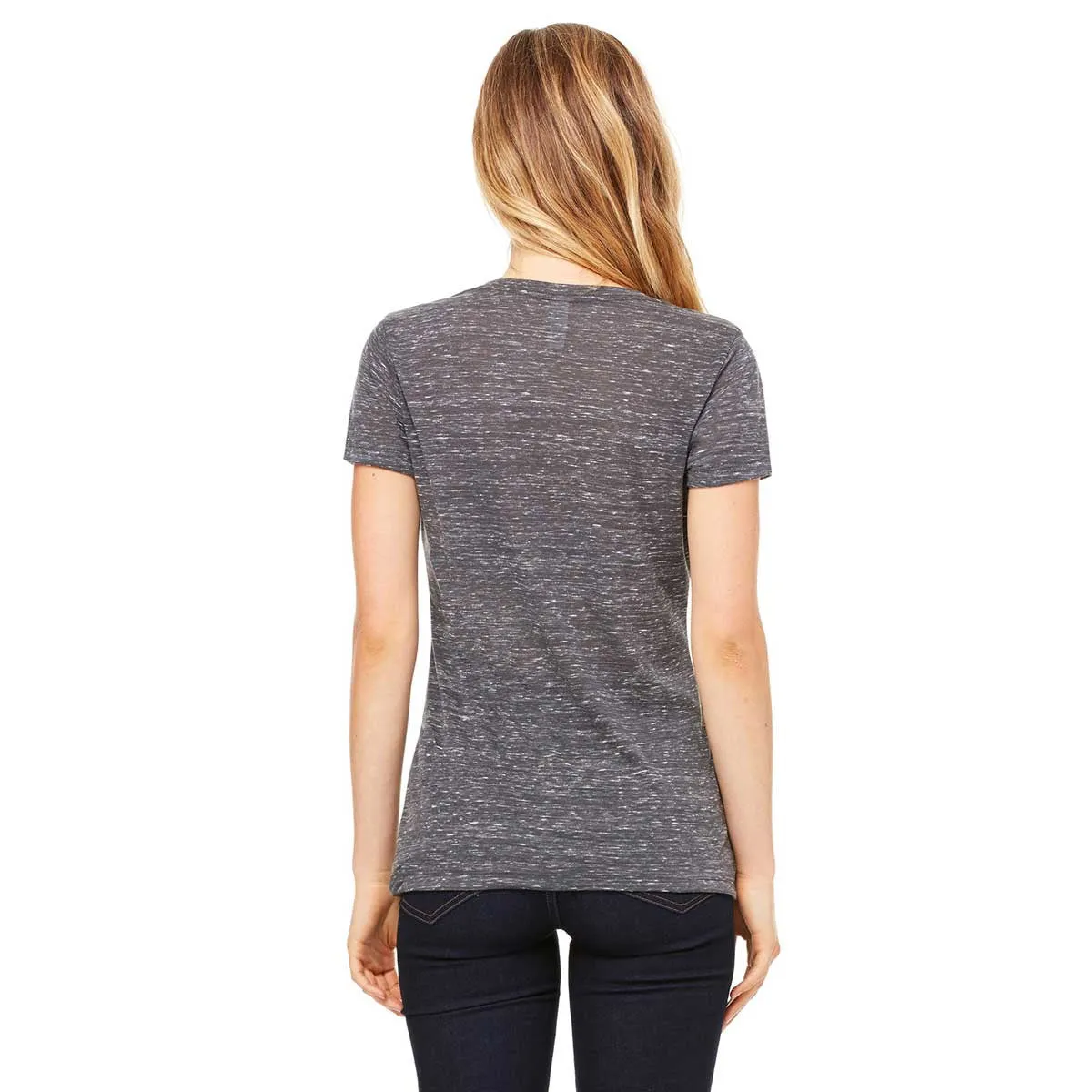 Bella   Canvas Women's Charcoal Marble Jersey Short-Sleeve Deep V-Neck T-Shirt