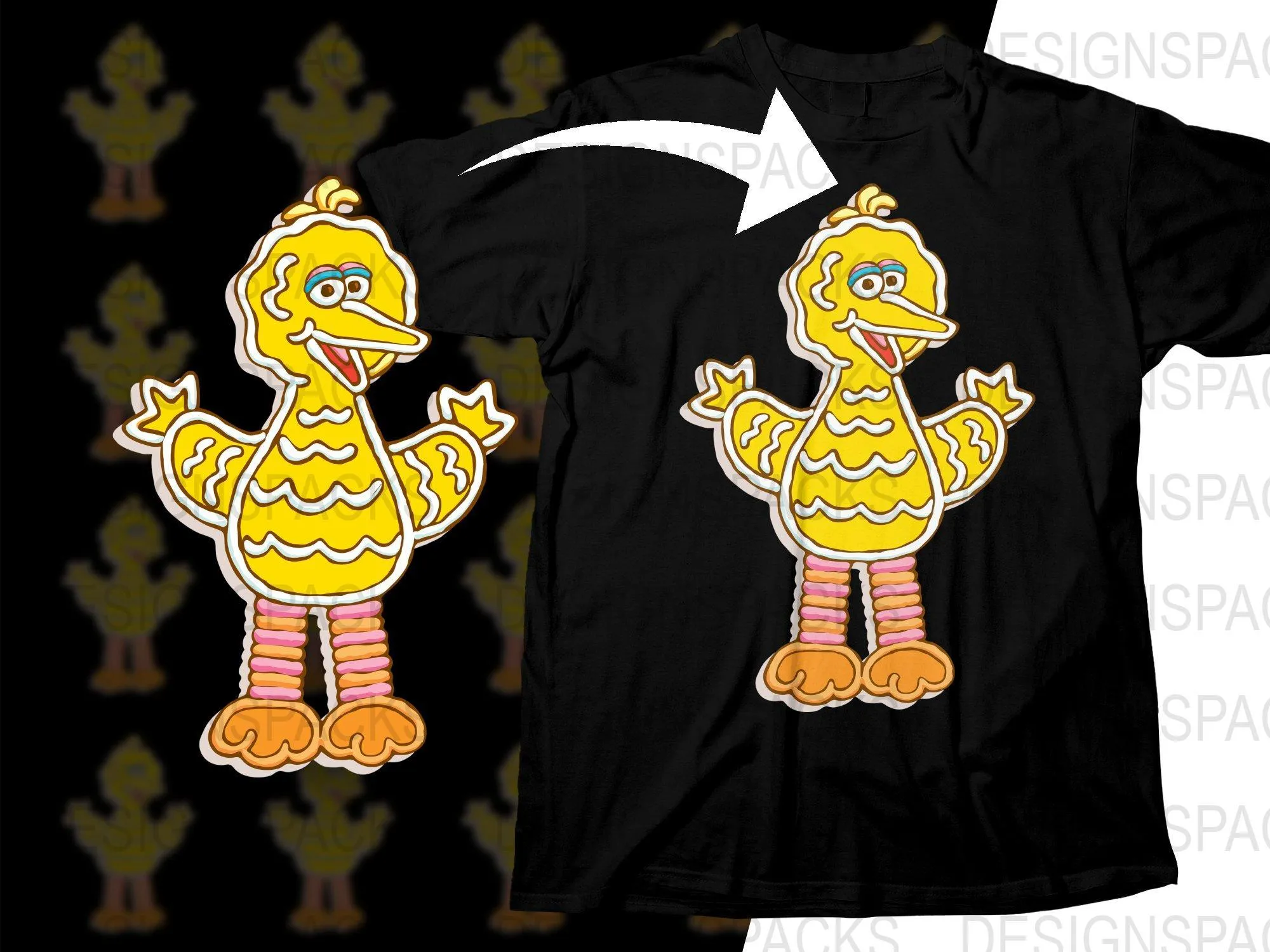 Big Bird Christmas Character Graphic Png Digital Download