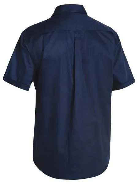 Bisley Closed Front Cotton Drill Shirt - Short Sleeve - Navy (BSC1433)