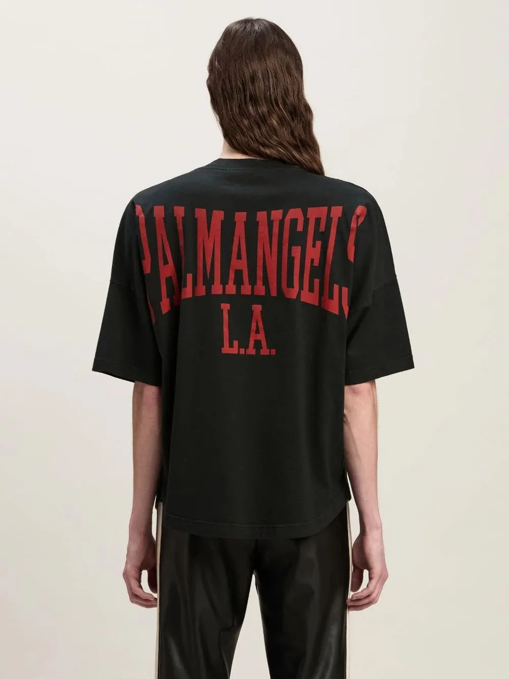 Black College T-Shirt with Logo Print