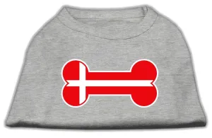 Bone Shaped Denmark Flag Screen Print Shirts Grey XL (16)