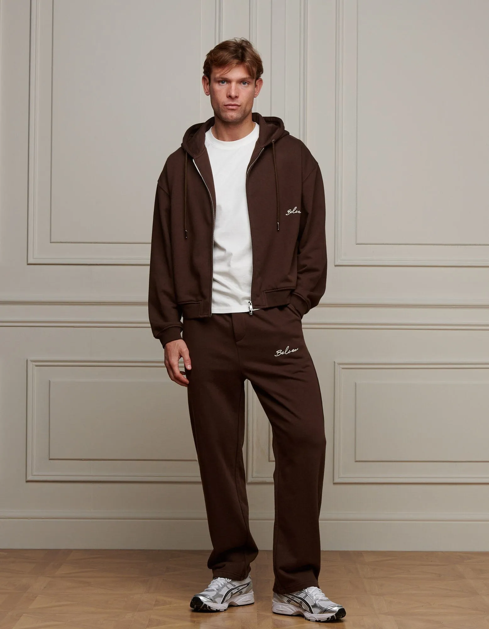 Brown Oversized Zip Through Hoodie