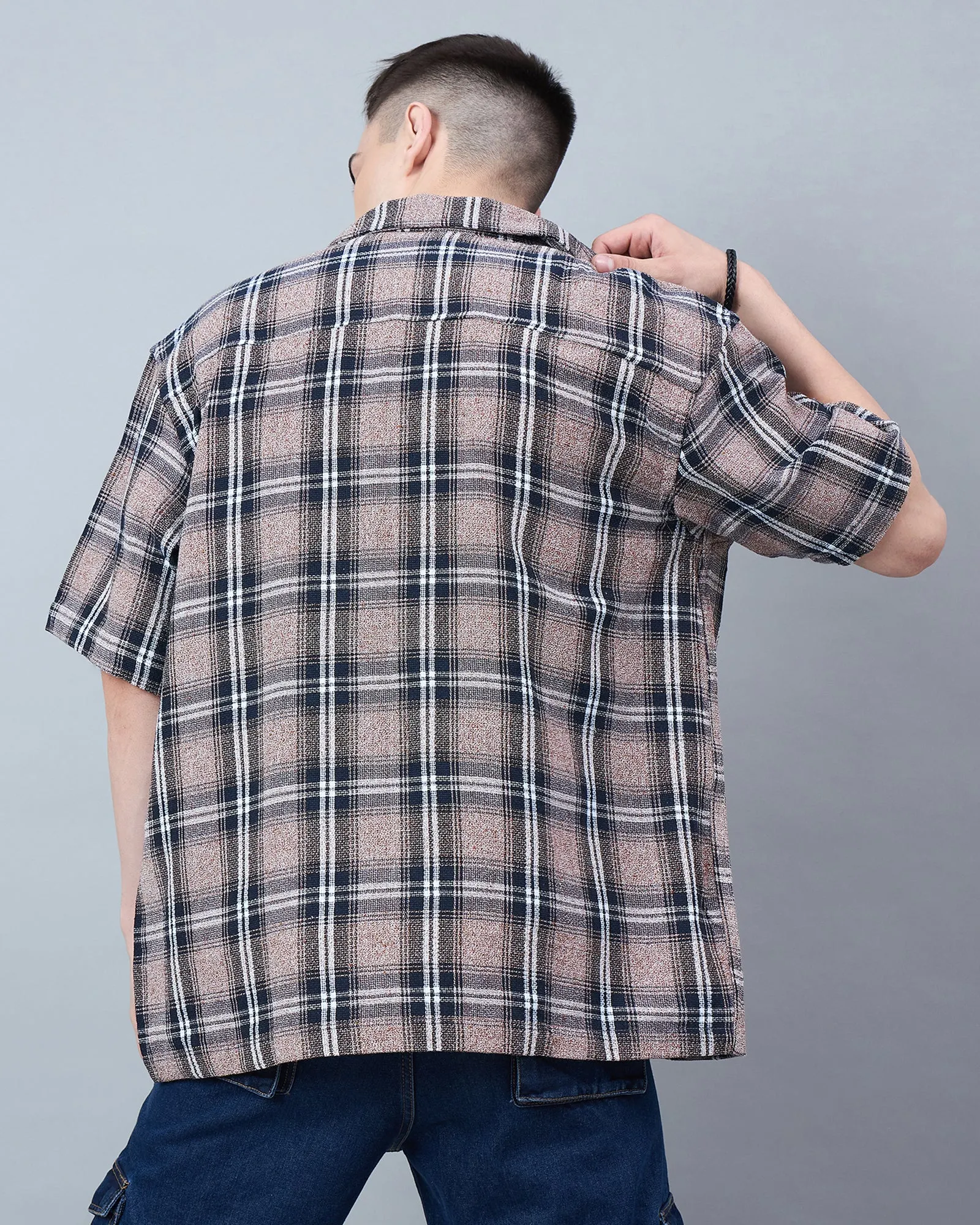 Chimpaaanzee Men Brown Oversized Shirt