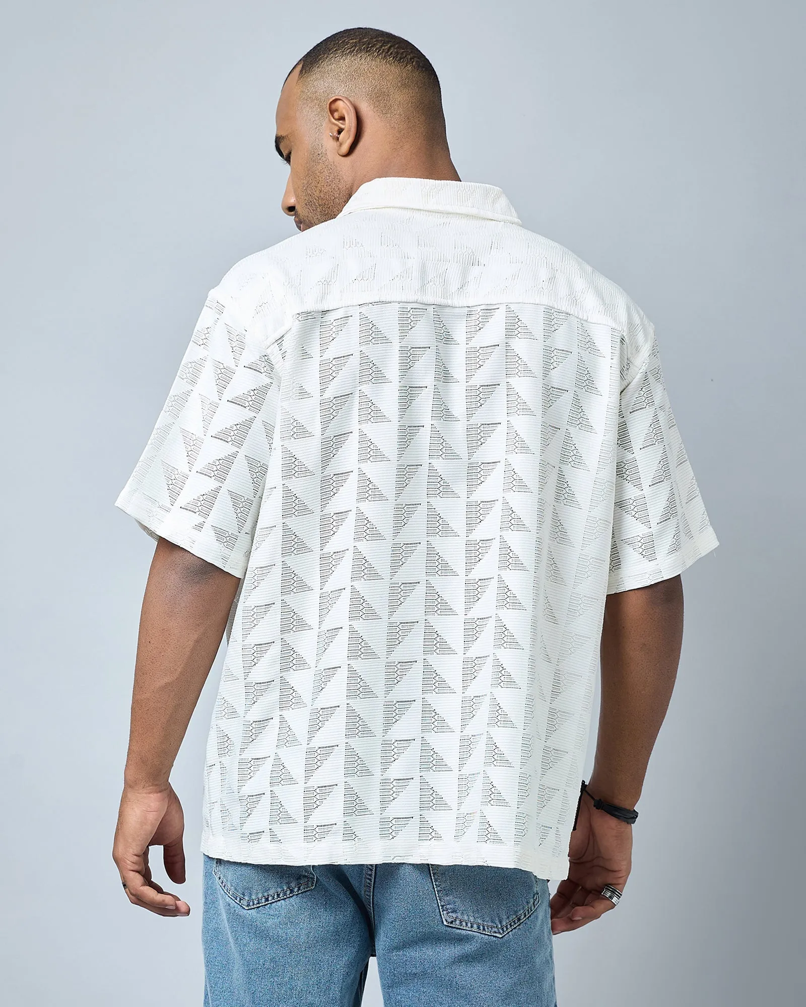 Chimpaaanzee Men Off-White Oversized Shirt