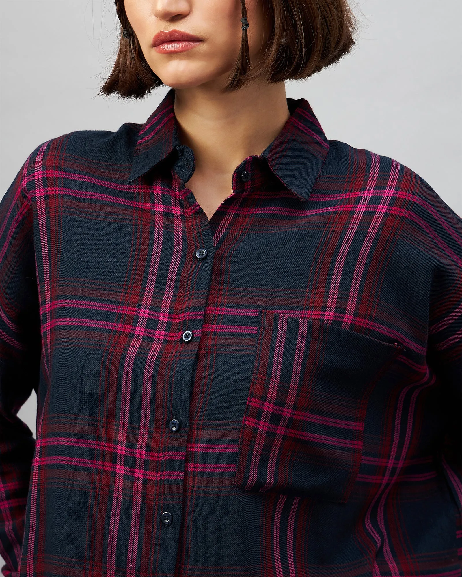 Chimpaaanzee Women Navy & Pink Oversized Shirt