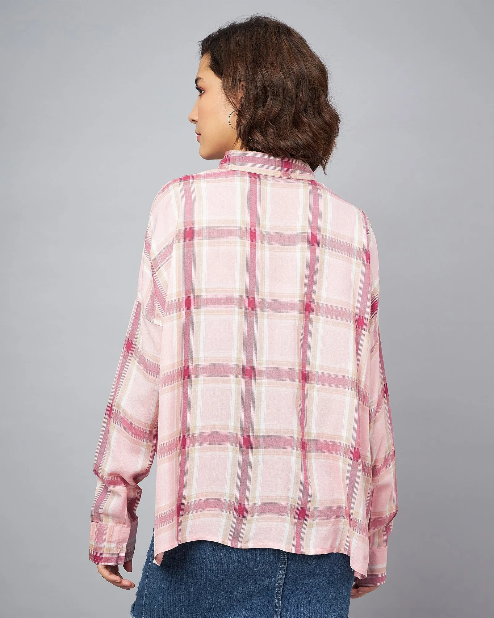 Chimpaaanzee Women Pink & Wine Oversized Shirt