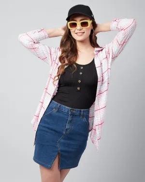 Chimpaaanzee Women Viscose Multicolor Checks Loose Shirt