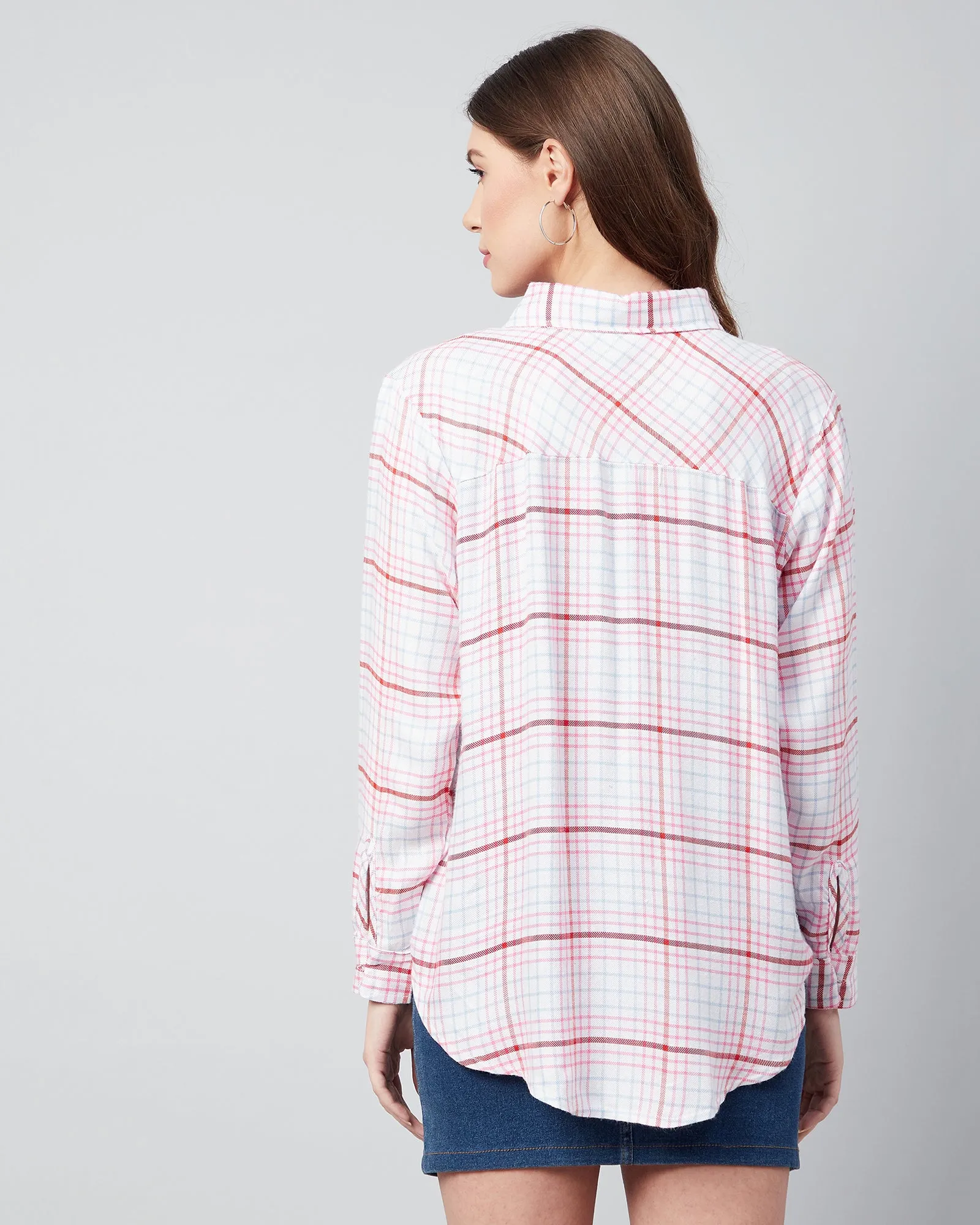 Chimpaaanzee Women Viscose Multicolor Checks Loose Shirt
