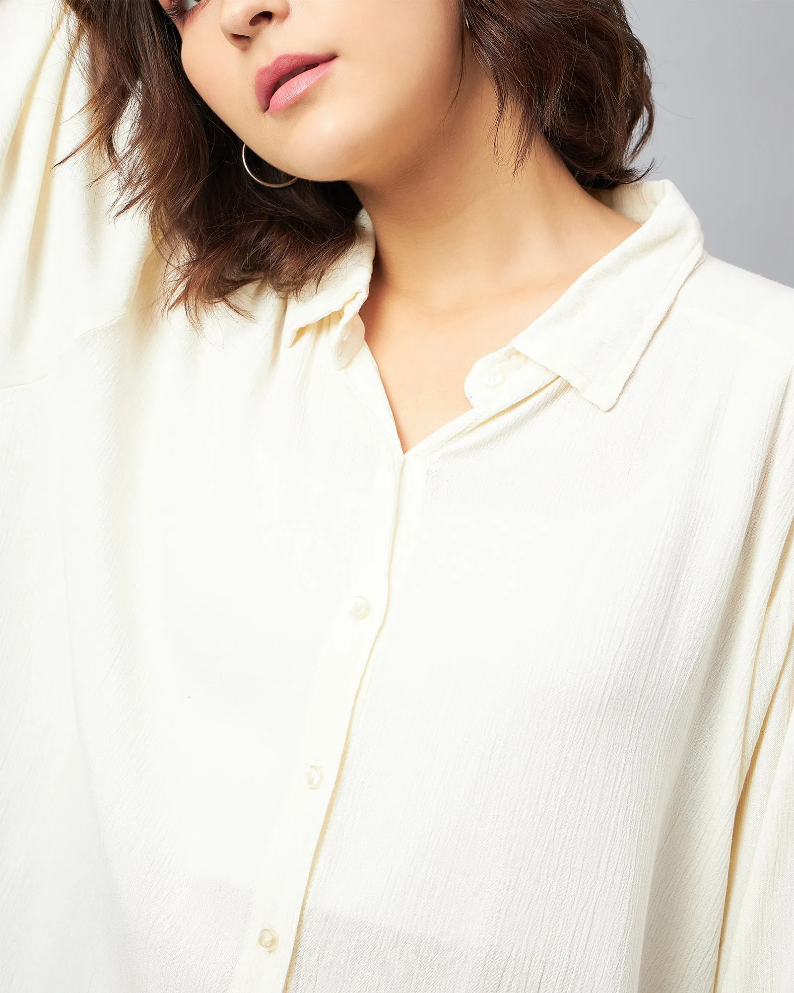 Chimpaaanzee Women White Oversized Shirt