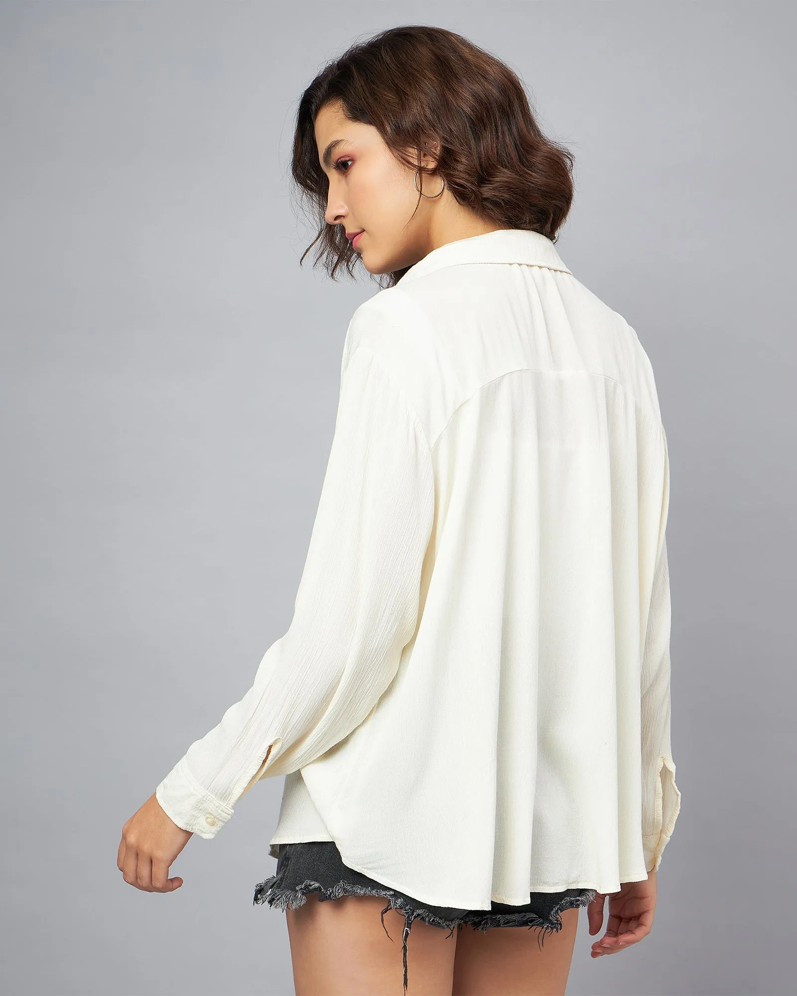 Chimpaaanzee Women White Oversized Shirt