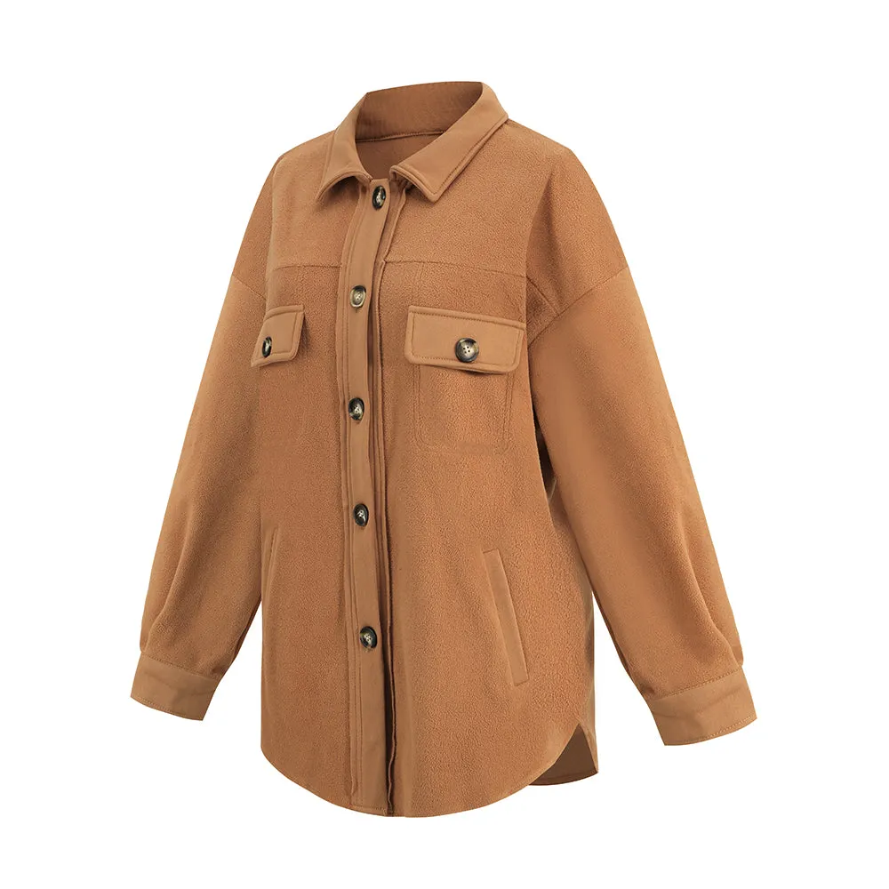 Collar Button Down Oversized Shirt Jacket