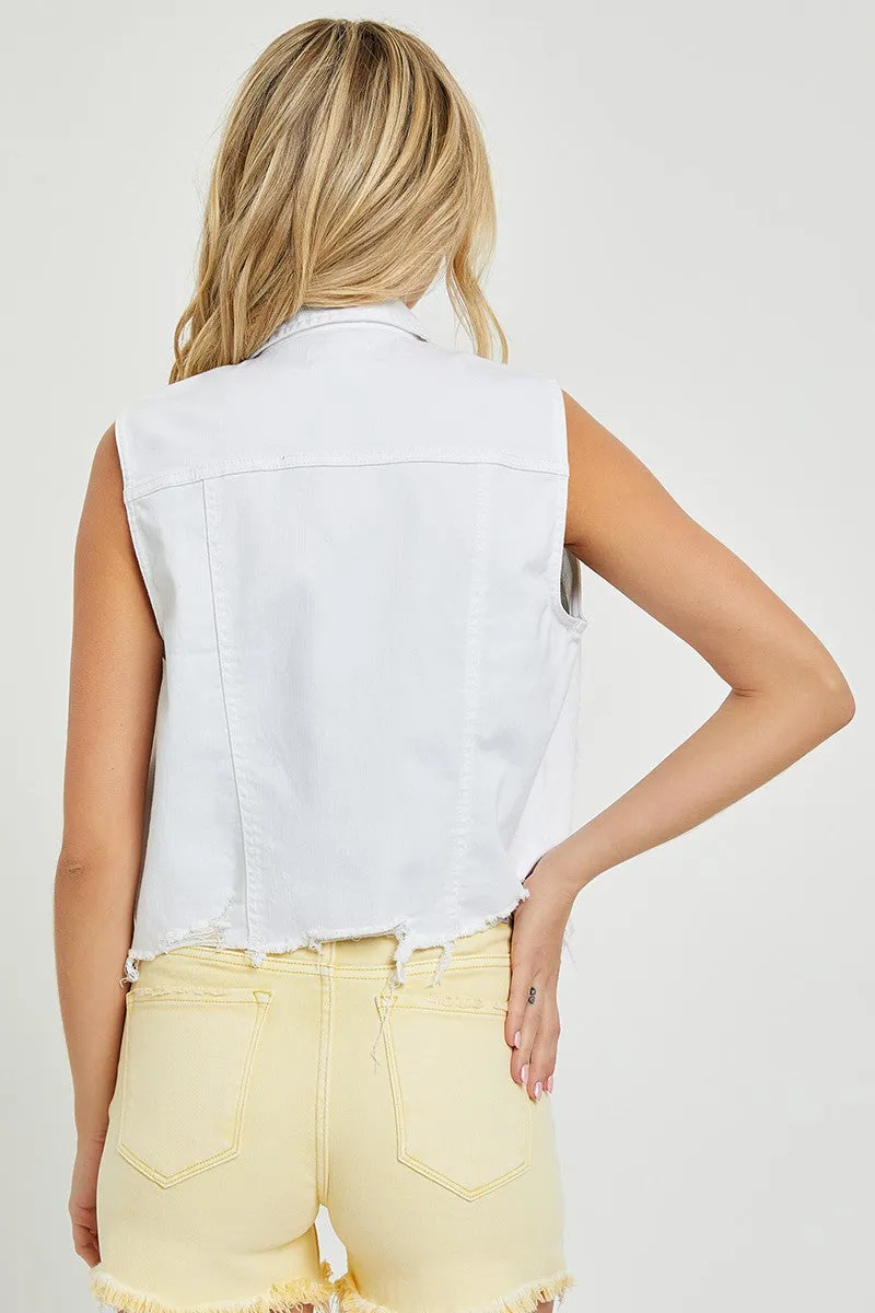Cool Distressed Crop Vest
