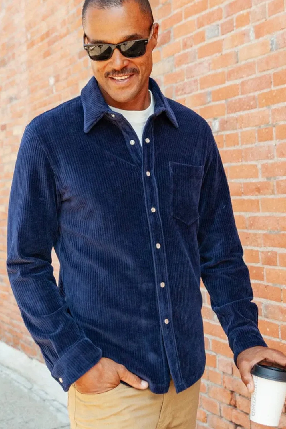 Criquet Velour Pearl Snap Long Sleeve in Navy