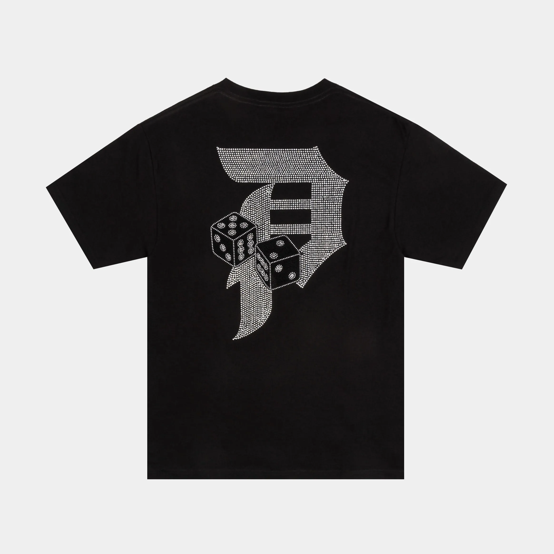 Dice Rhinestone Mens Short Sleeve Shirt (Black/Grey)