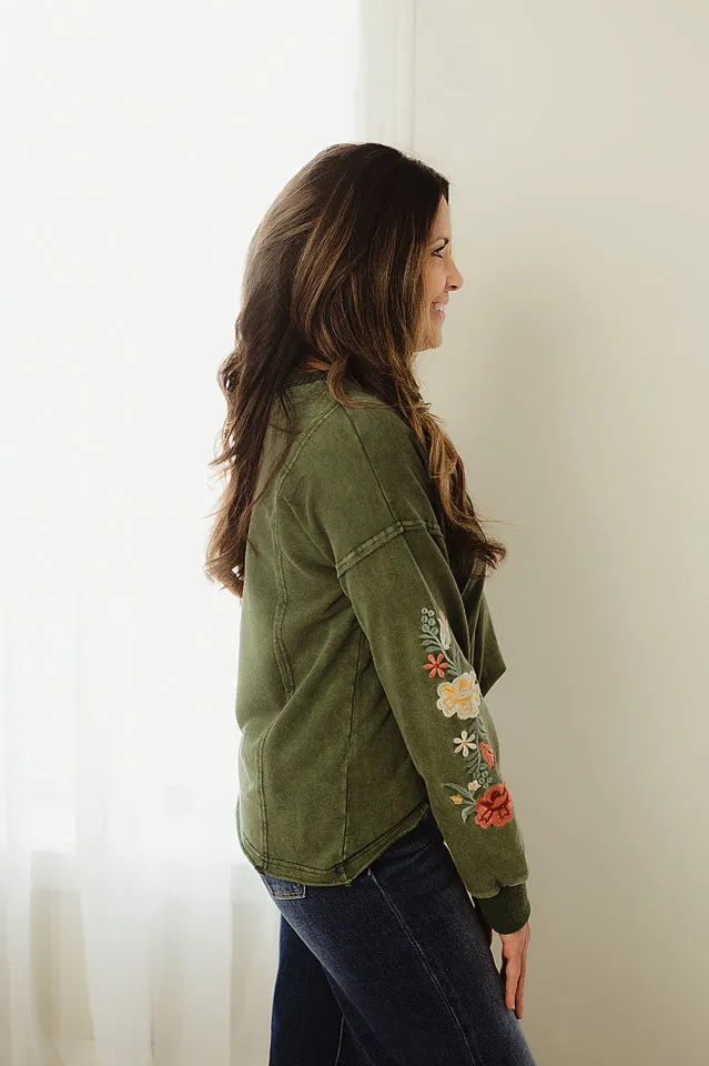 Embroidered Mineral Wash Top