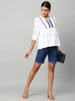 Embroidered Viscose Crepe Top
