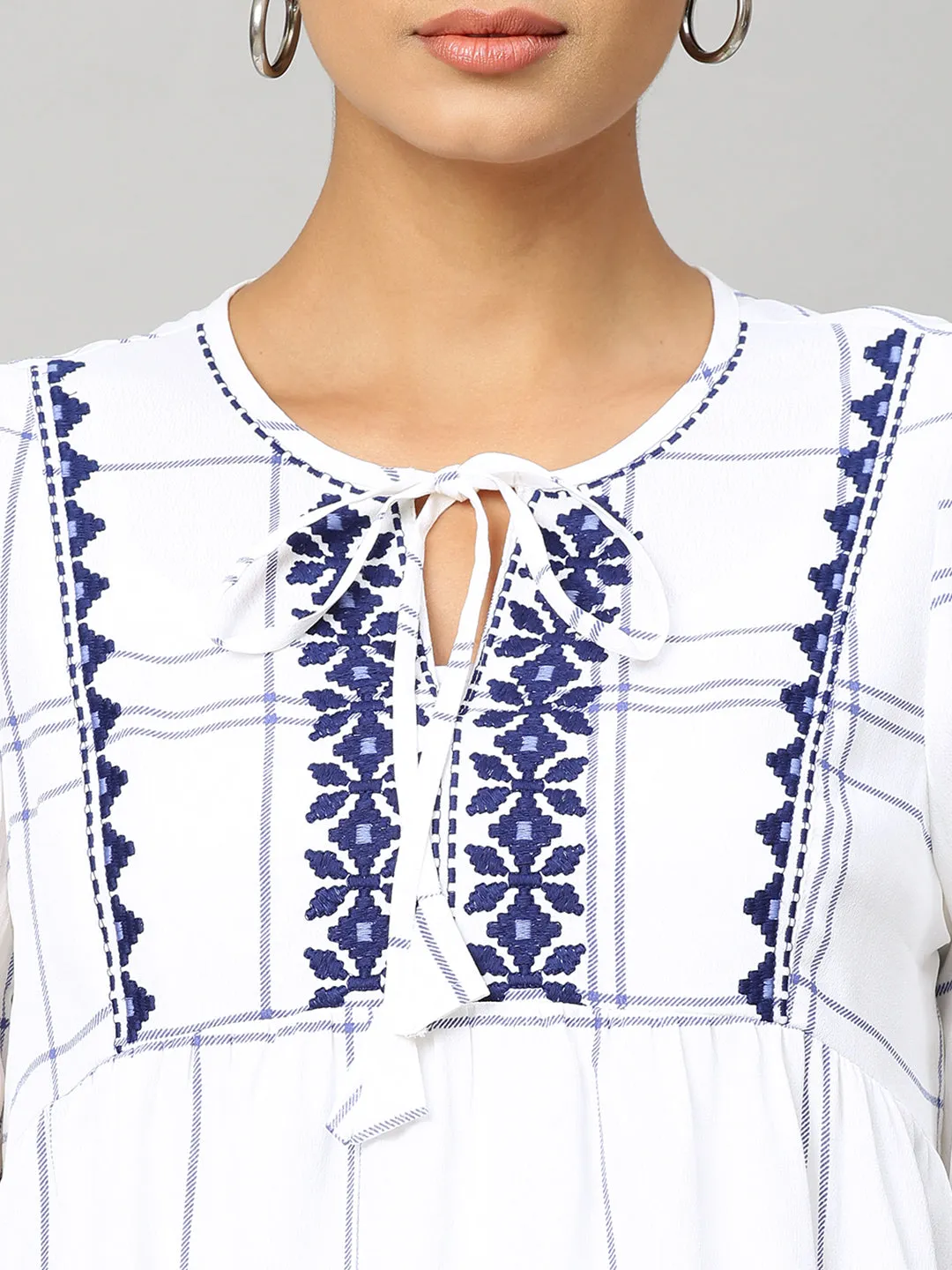 Embroidered Viscose Crepe Top