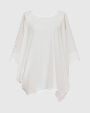 Essential Favorite Cupro Blouson Top, White