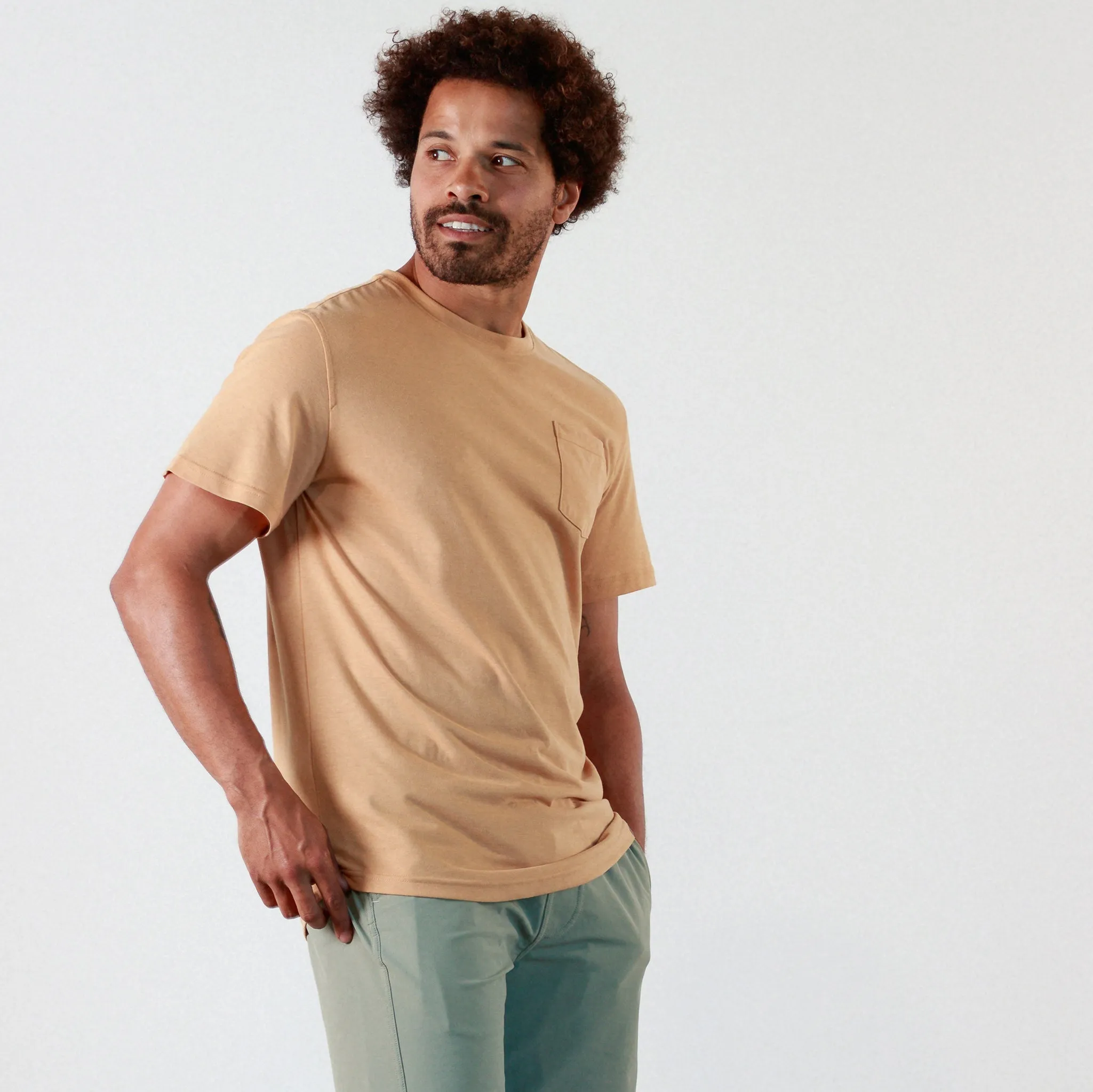 Everyday Tee with Pocket in Camel
