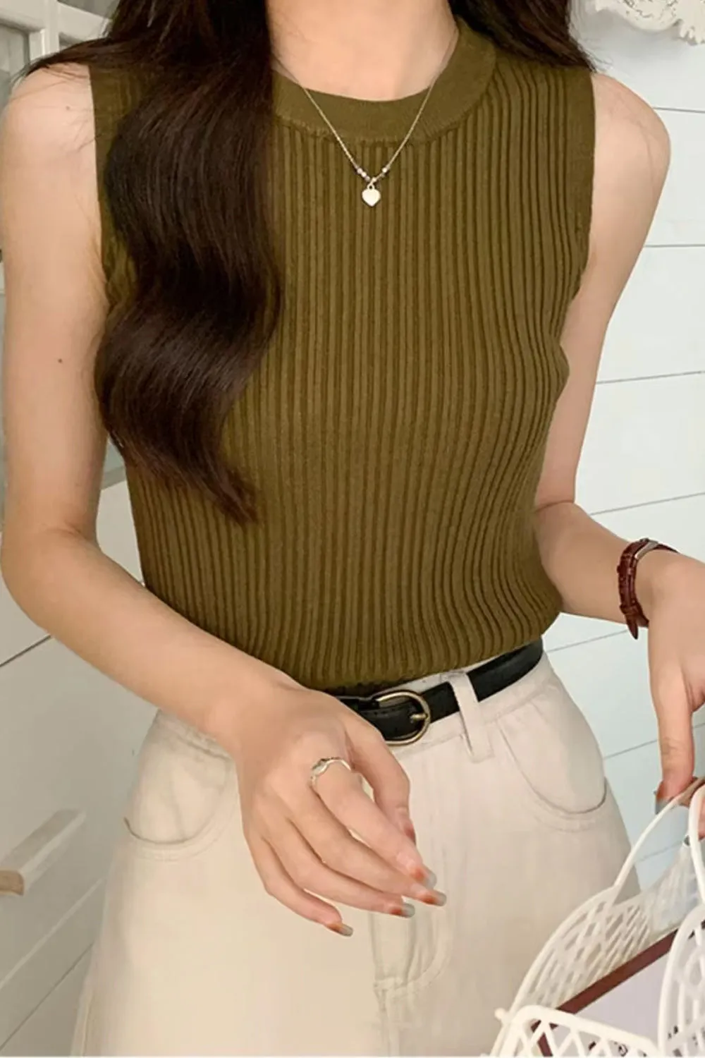 Flytonn-cute winter outfits casual winter outfits christmas outfit party look inspos Sleeveless O-Neck Knitted Crop Tops