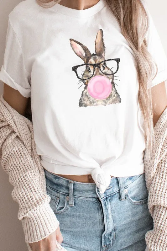 Glasses Bunny Bubblegum Easter Graphic Tee
