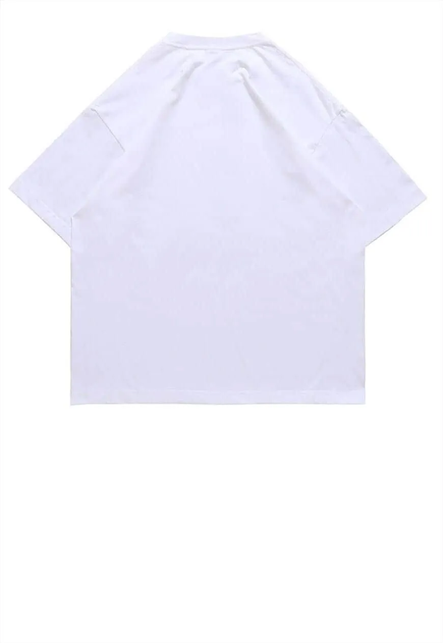 Gothic print t-shirt Slender Man top grunge tee in white