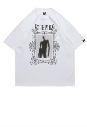 Gothic print t-shirt Slender Man top grunge tee in white