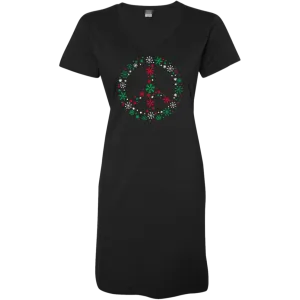 Holiday Peace Sign Ladies' V-Neck Fine Jersey Cover-Up