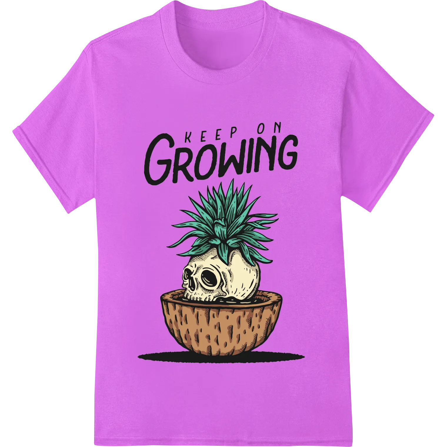 Keep on Growing: Edgy Skull in Agave Plant DTF Print