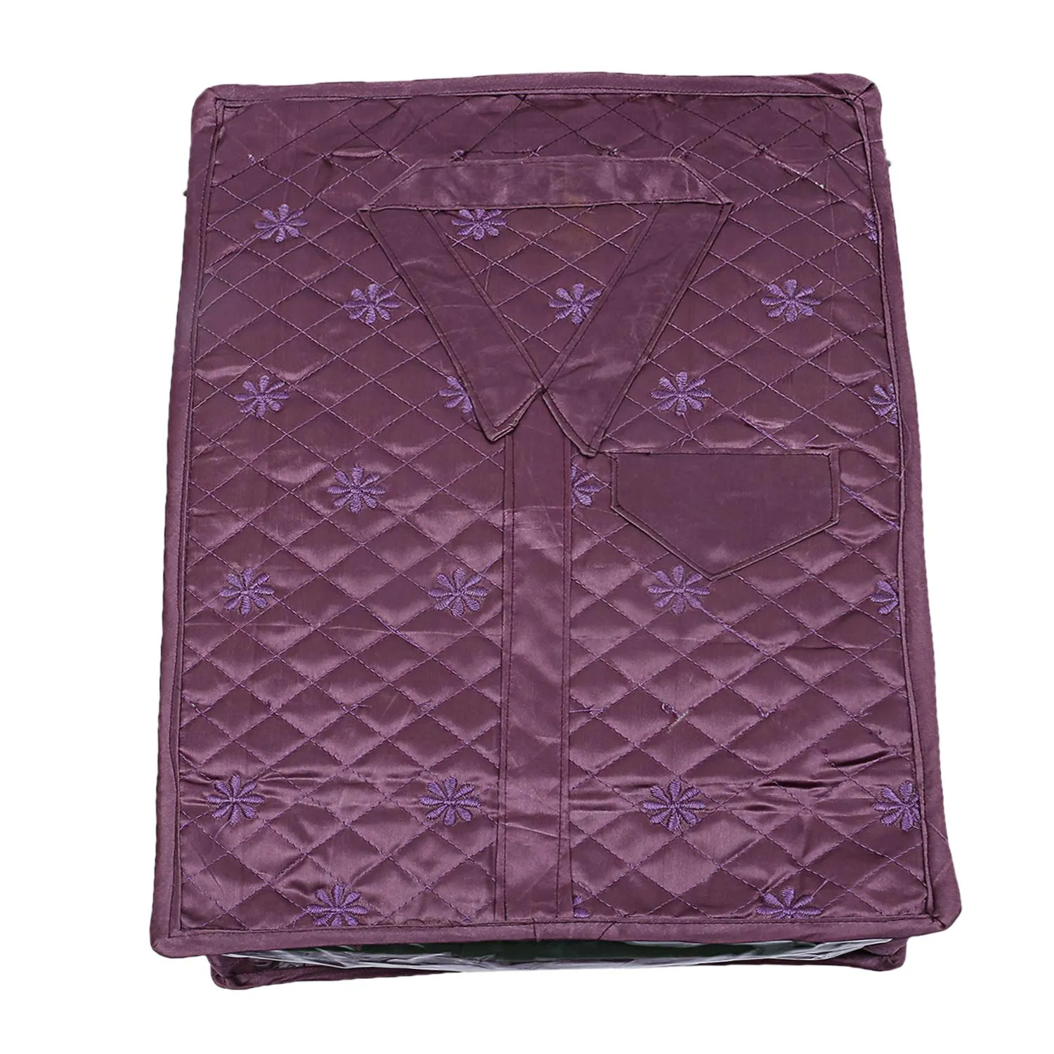 Kuber Industries 3 Layered Quilted Satin 2 Pieces Shirt Cover (Brown & Purple) -CTKTC24644