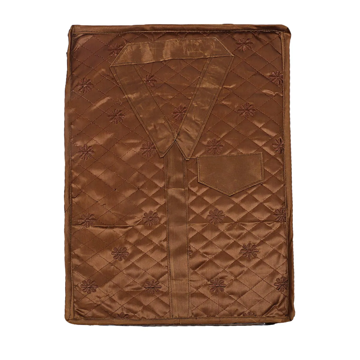 Kuber Industries 3 Layered Quilted Satin 2 Pieces Shirt Cover (Brown & Purple) -CTKTC24644