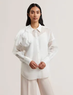 Lanyaa Organza Corsage Oversized Shirt Ivory