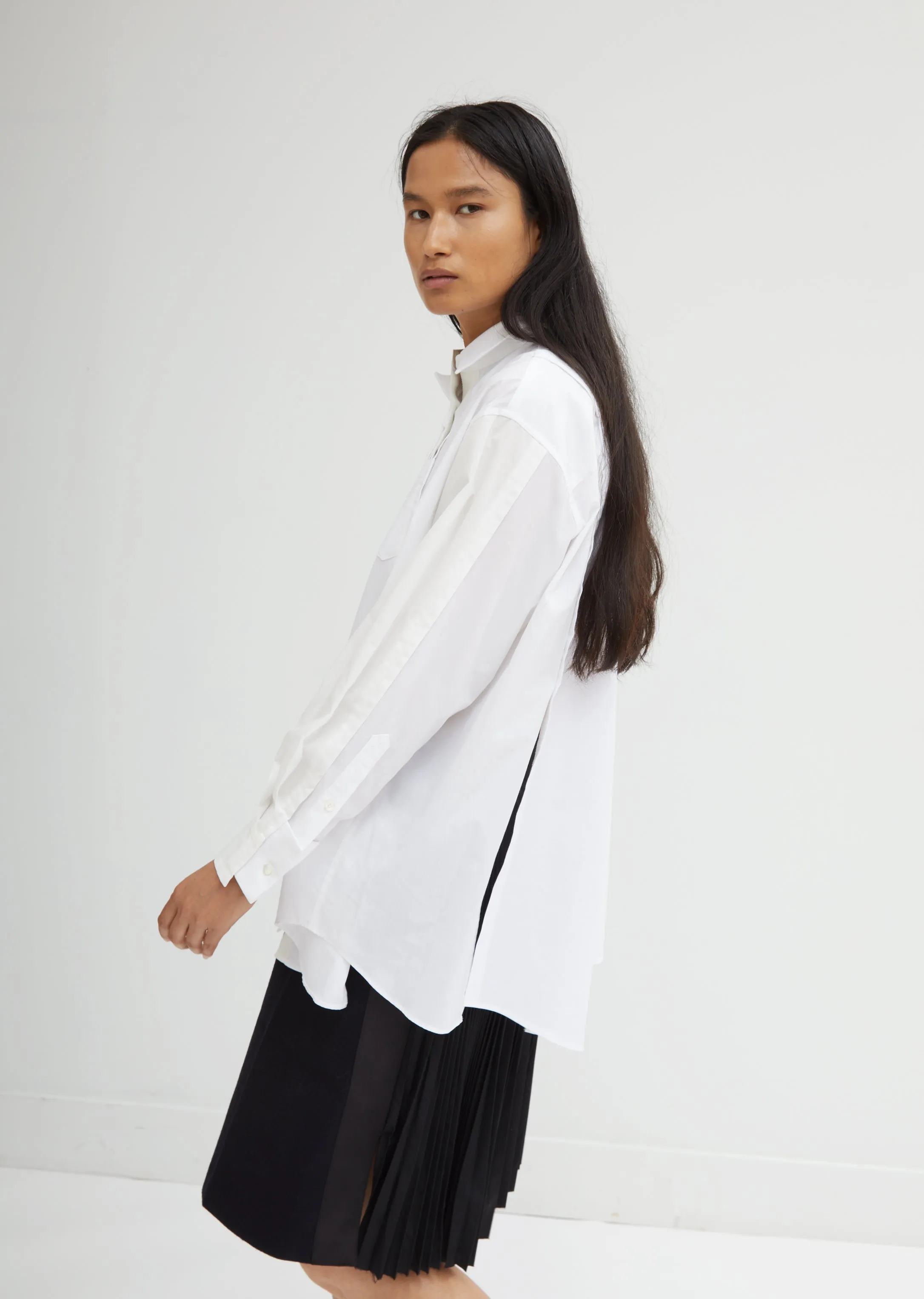 Layered White Poplin Shirt