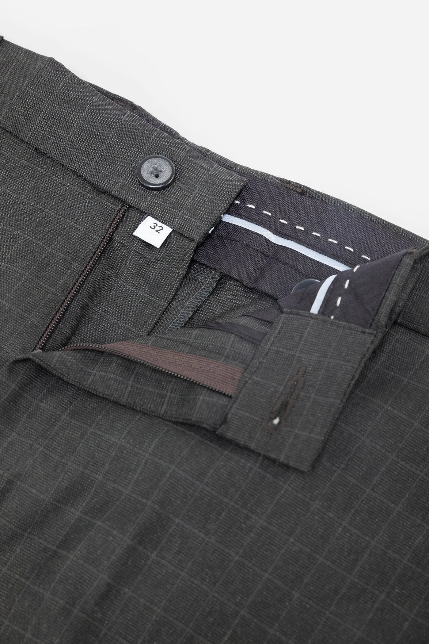 Men's Charcoal Checkered Formal Trousers