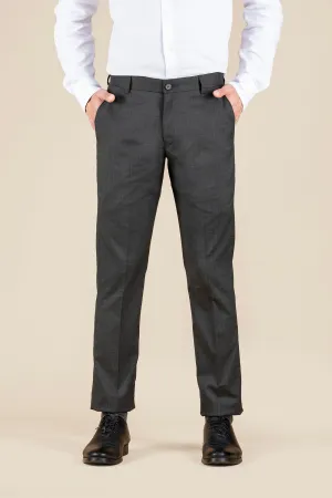 Men's Charcoal Checkered Formal Trousers