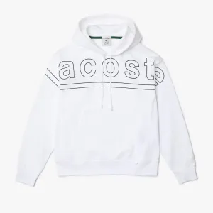 Mens LIVE Loose Fit Hooded Print Fleece Sweatshirt-White001-SH7362