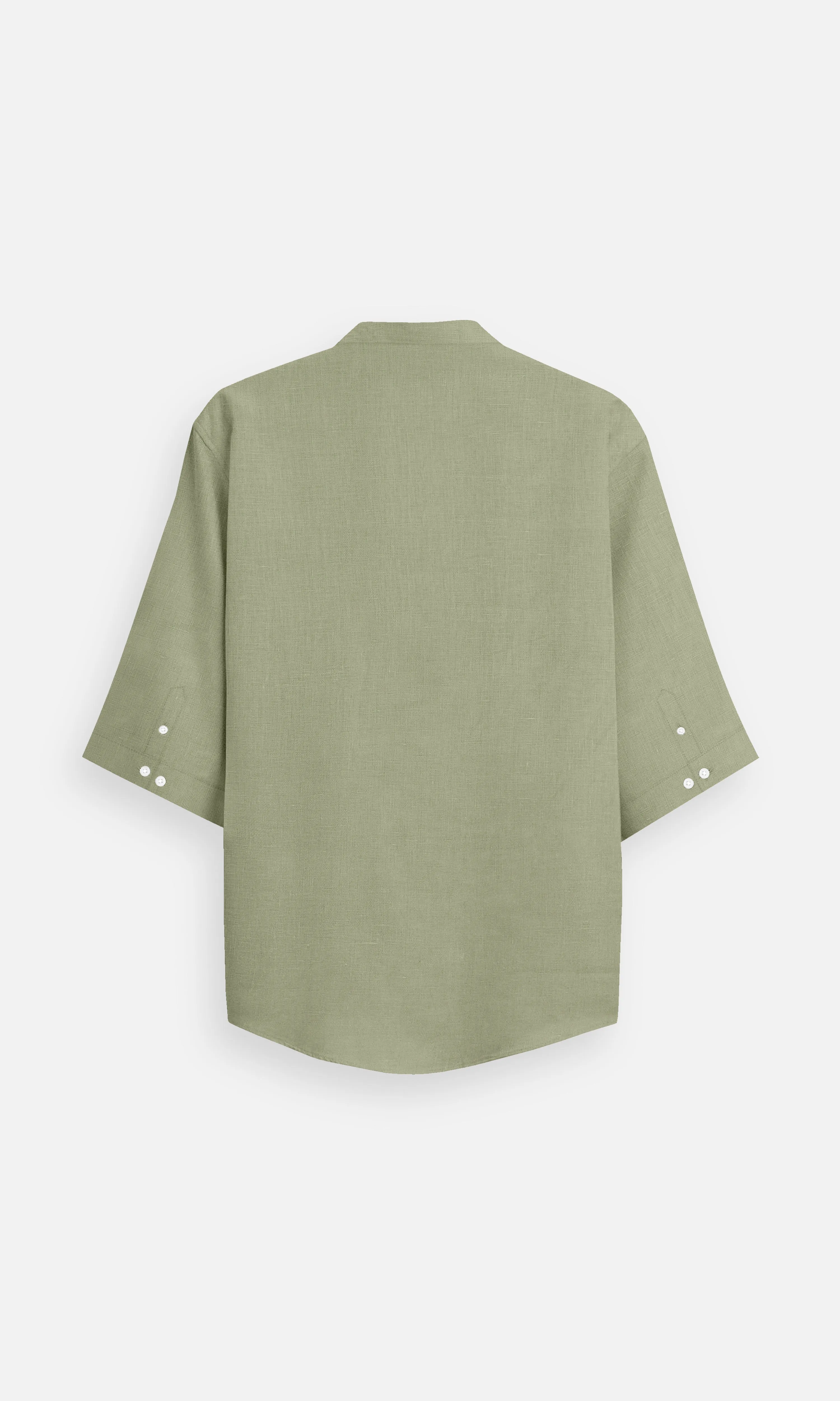Muted Olive Pure Linen Kurta Style Shirt for Unisex - AddysForMen
