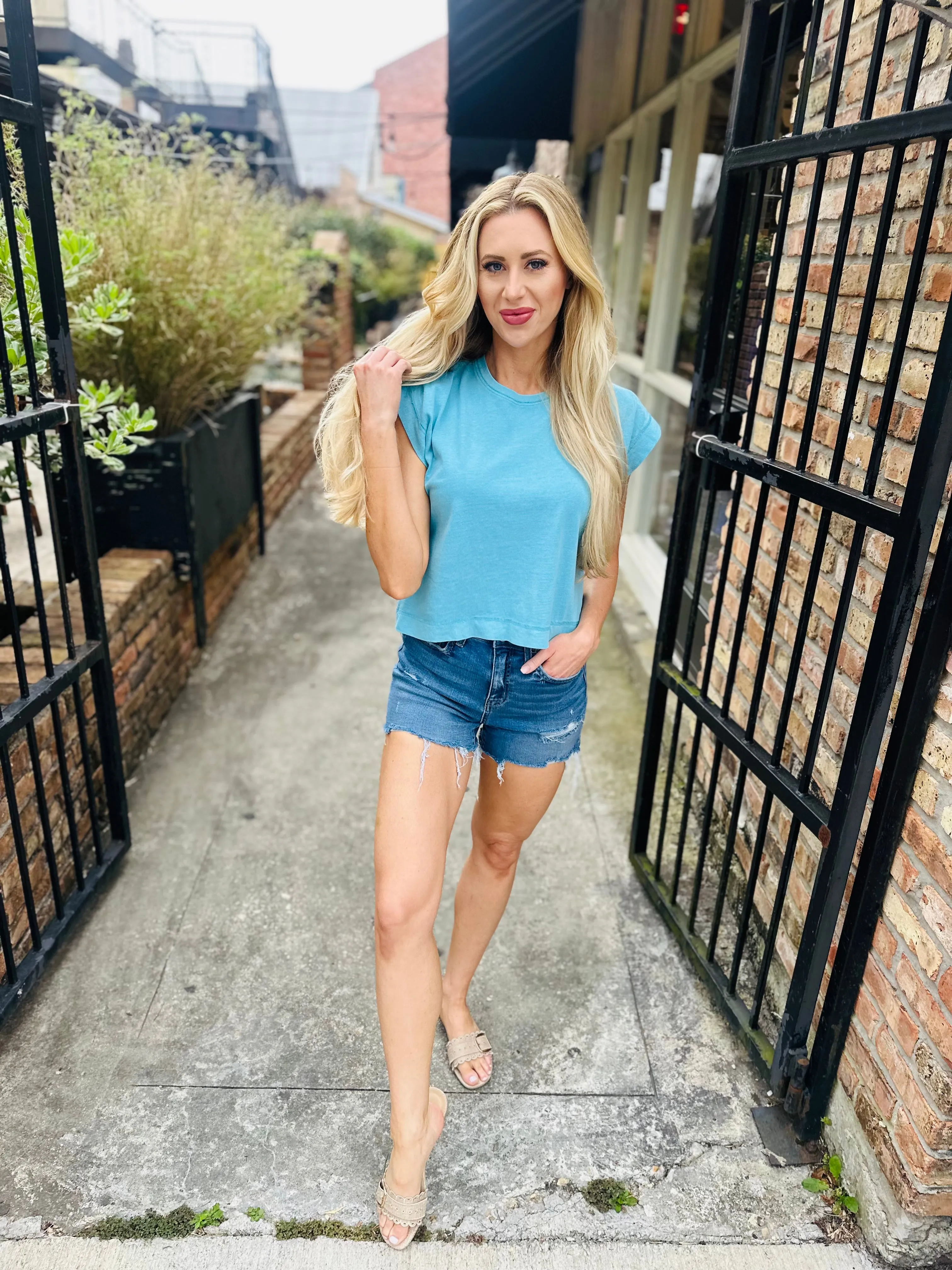 Oakley Short Sleeve Oversized Tee- Aqua Blue