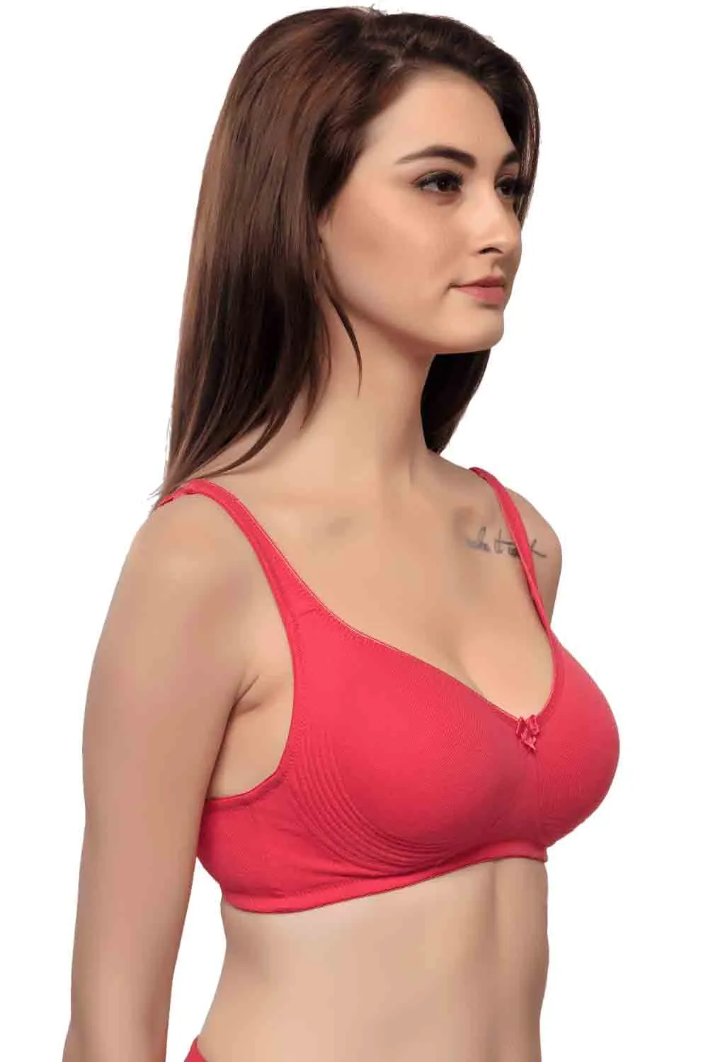 Organic Cotton  Antimicrobial  Seamless Side Support Bra (Pack of 3)-ISB057-B.Pink_B.Pink_Black-