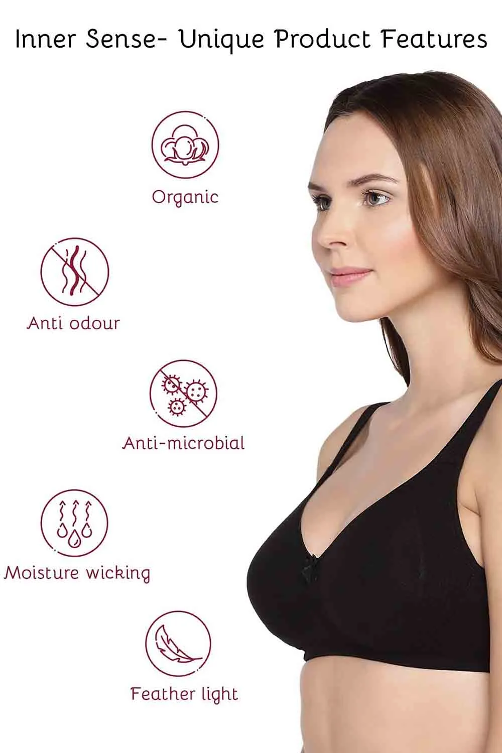 Organic Cotton  Antimicrobial  Seamless Side Support Bra (Pack of 3)-ISB057-B.Pink_B.Pink_Black-
