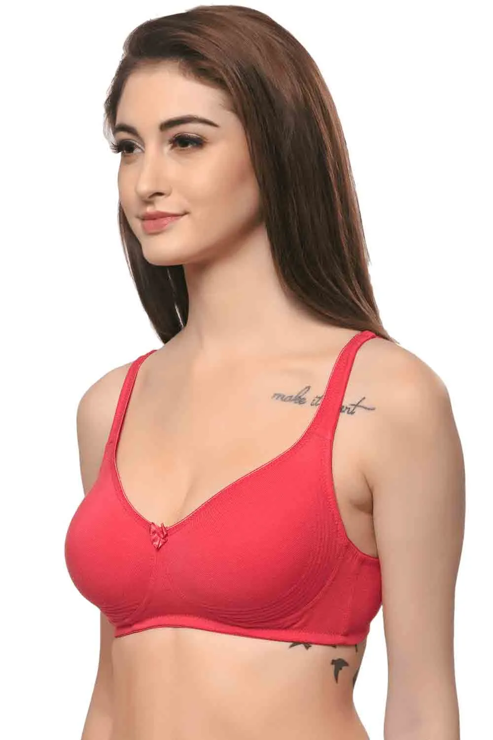 Organic Cotton  Antimicrobial  Seamless Side Support Bra (Pack of 3)-ISB057-B.Pink_B.Pink_Black-