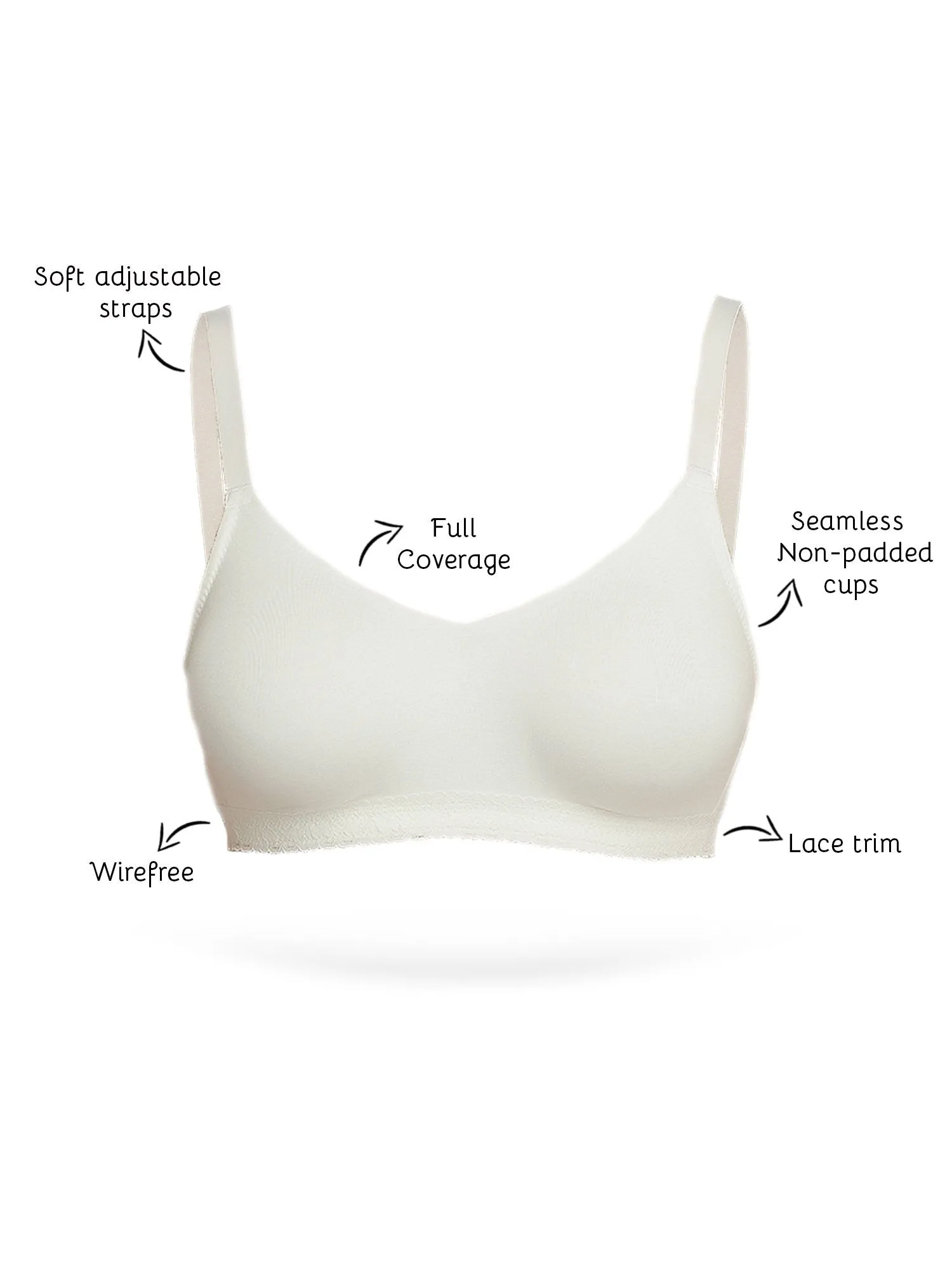 Organic Seamless Laced Bra (Pack of 2)-ISB054-Black_White-