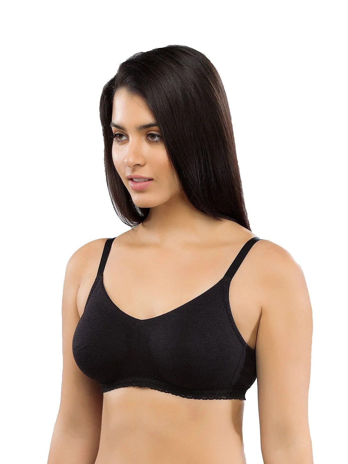 Organic Seamless Laced Bra (Pack of 2)-ISB054-Black_White-